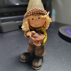 Charming Harvest Figurine with Brown and Yellow Accents